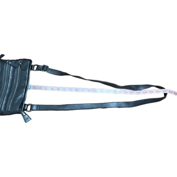 DANIER Grey Genuine Leather Crossbody Multi Zipper Pockets Key Lanyard - Picture 6 of 10